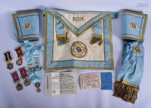 MASONIC ITEMS including silver medallions. (qty)