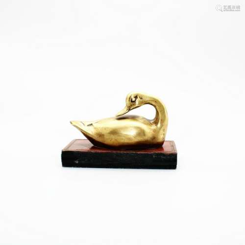 Antique Chinese Art bronze duck  statue
