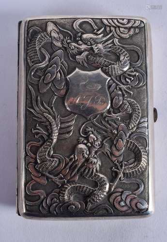 A LARGE CHINESE EXPORT SILVER CIGARETTE CASE by Kwan