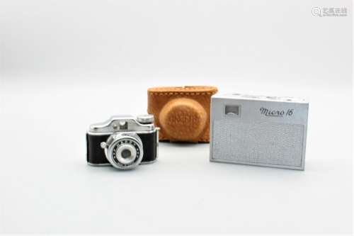two small  vintage cameras with one case
