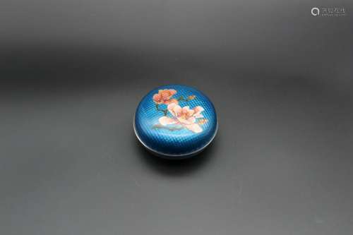 Exquisite round white copper Japanese enameled box
