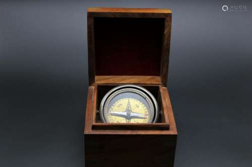 compass with mahogany box