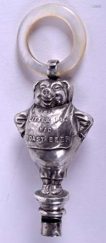 A VERY RARE EDWARDIAN NOVELTY LITTLE PIGGY SILVER