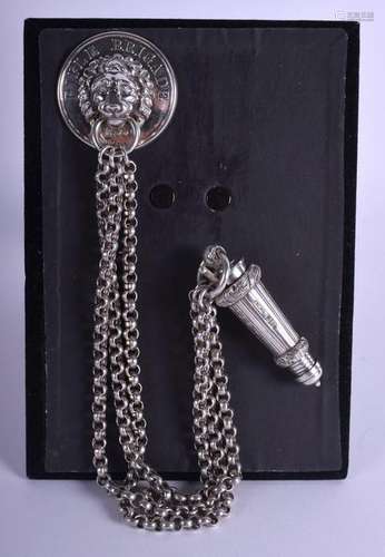 A RARE EDWARDIAN SILVER RIFLE BRIGADE OFFICERS WHISTLE