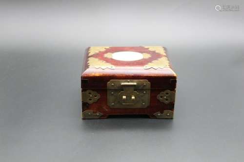 Chinese 20th c jewelry box  with jade