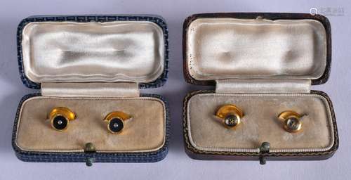 TWO PAIRS OF 1920S 9CT GOLD CUFFLINKS. 5.2 grams