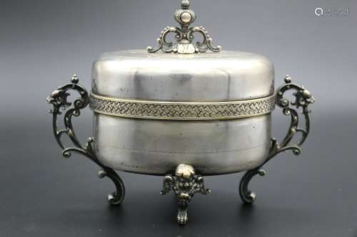 Antique silver plated oval box