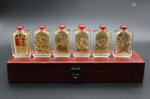 A set of six Chinese crystal snuff bottles