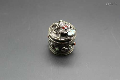 19th c Chinese sterling silver opium box
