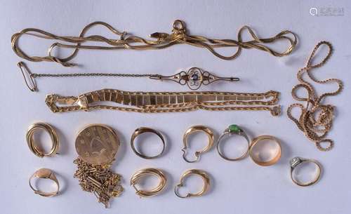 ASSORTED VINTAGE 9CT GOLD JEWELLERY. 36.2 grams. (14)