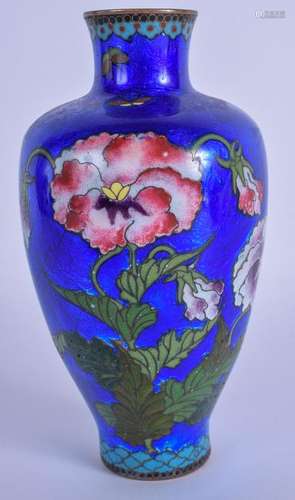 A JAPNESE CLOISONNE ENAMEL VASE. 16 cm high.