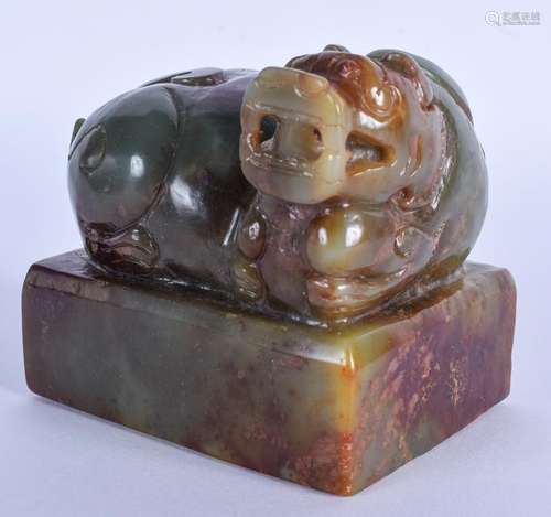 A CHINESE JADE SEAL. 8.5 cm square.