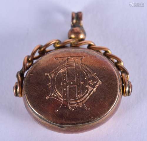 A VICTORIAN 9CT GOLD FOB. 2 cm wide.