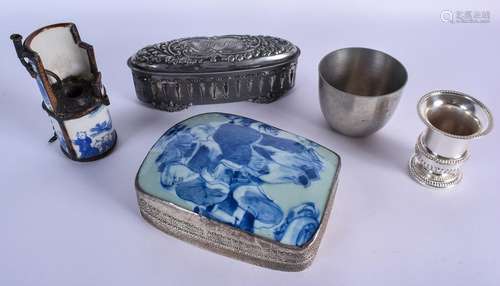 A SILVER PLATED BOX together with a Chinese box etc.