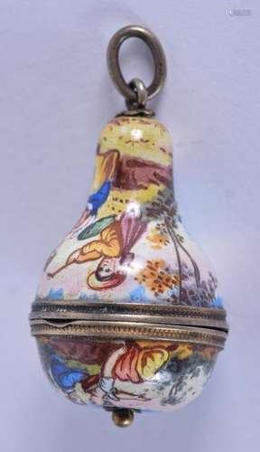 A RARE 18TH CENTURY ENAMEL VINIAGRETTE. 2.5 cm x 2 cm.