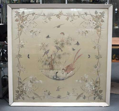 A HUGE EARLY 20TH CENTURY JAPANESE MEIJI PERIOD FRAMED