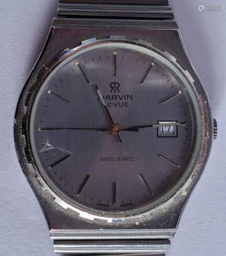 A BOXED MARVIN REVUE WRISTWATCH. 3.25 cm wide.