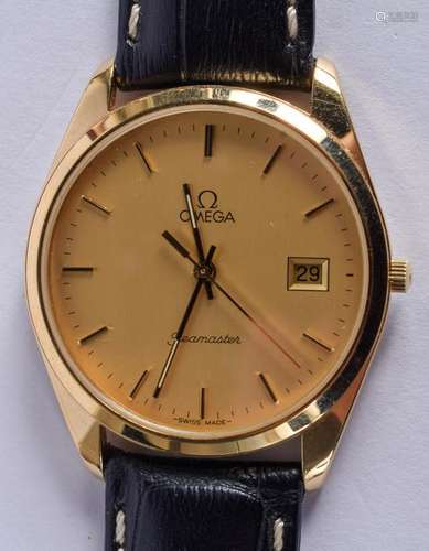 A BOXED 1990 GOLD PLATED OMEGA WRISTWATCH. 3.25 cm