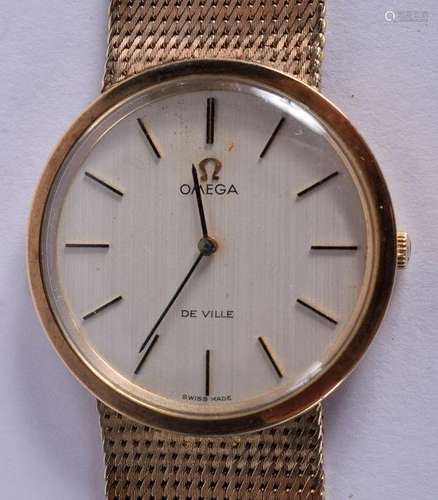 A BOXED 9CT GOLD OMEGA DE VILLE WRISTWATCH with 9 ct