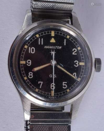 A GOOD HAMILTON BLACK DIAL MILITARY TROPICALIZED GS