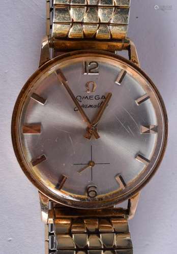 AN 18CT GOLD OMEGA SEAMASTER WRISTWATCH. 3.5 cm