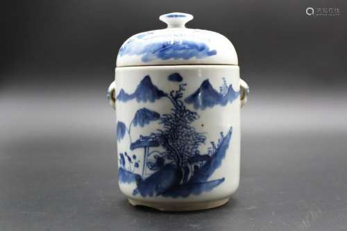 Antique blue and white porcelain steam jar