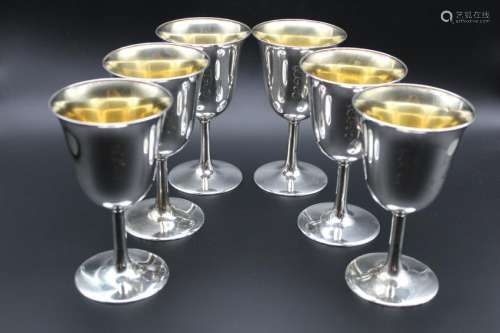 A group of six Antique (1900-1940) sterling silver cups