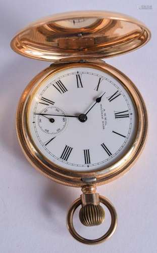 A GOLD PLATED POCKET WATCH. 5 cm wide.