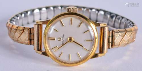 A 9CT GOLD LADIES OMEGA WRISTWATCH. 17.5 grams overall.