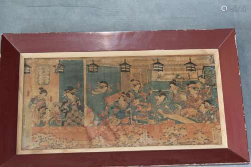A large 19thc, Japanese color woodblock print