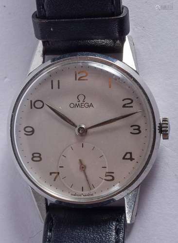 A VINTAGE OMEGA STAINLESS STEEL WRISTWATCH. 3.5 cm