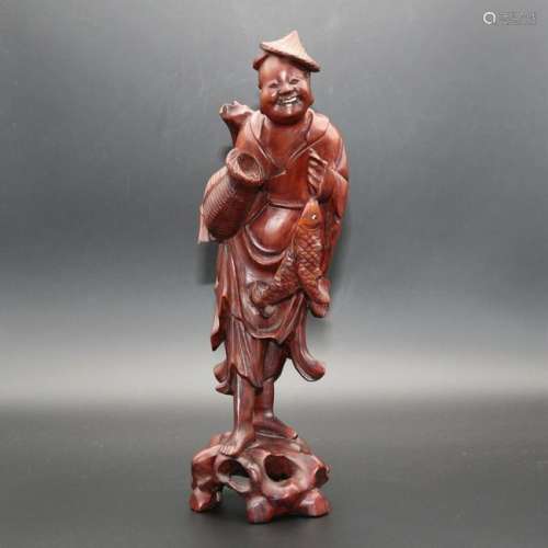 1850-1930 Chinese boxwood carved Fisherman