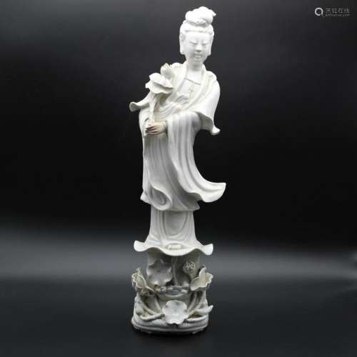 20thc Chinese white porcelain Guanin