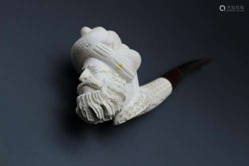 old man meerschaum pipe with amber mouth piece