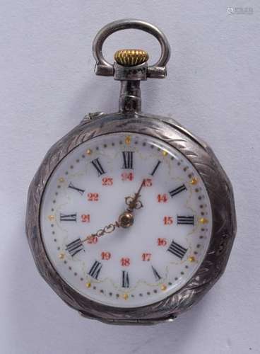 AN ANTIQUE SILVER AND GOLD NIELLO POCKET WATCH. 4 cm