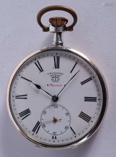 AN ANTIQUE SILVER AND GOLD NIELLO POCKET WATCH. 4.5 cm