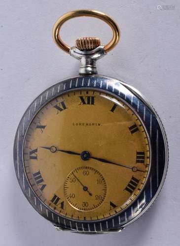 AN ANTIQUE SILVER AND GOLD NIELLO POCKET WATCH. 4.5 cm