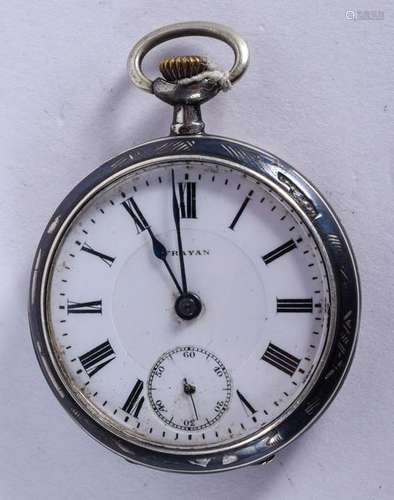 AN ANTIQUE SILVER AND GOLD NIELLO POCKET WATCH. 4.5 cm