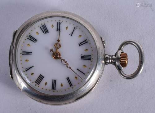 AN ANTIQUE SILVER AND GOLD NIELLO POCKET WATCH. 3.5 cm