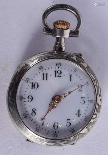 AN ANTIQUE SILVER AND GOLD NIELLO POCKET WATCH. 3.5 cm