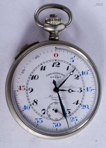 AN ANTIQUE SPORT THREE COLOUR NUMERAL POCKET WATCH. 5