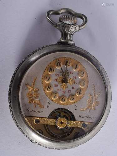 AN ANTIQUE FRENCH OPEN ESCAPEMENT DIAL POCKET WATCH. 5