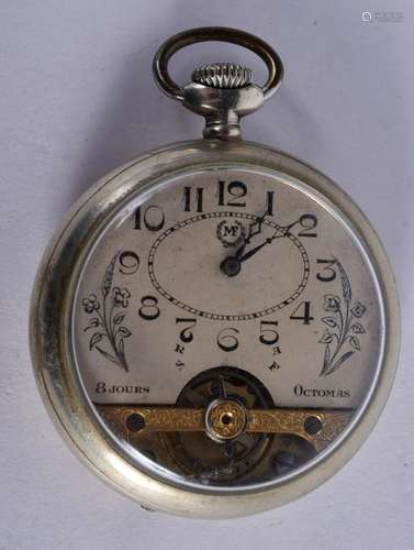 AN ANTIQUE FRENCH OPEN ESCAPEMENT DIAL POCKET WATCH. 5