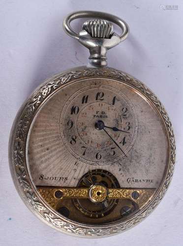 AN ANTIQUE FRENCH OPEN ESCAPEMENT DIAL POCKET WATCH. 5