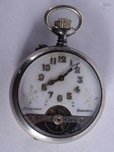 AN ANTIQUE FRENCH OPEN ESCAPEMENT DIAL POCKET WATCH. 4