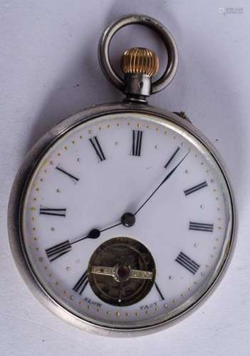 AN ANTIQUE FRENCH OPEN ESCAPEMENT DIAL POCKET WATCH. 5