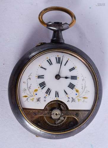 AN ANTIQUE FRENCH OPEN ESCAPEMENT DIAL POCKET WATCH. 5