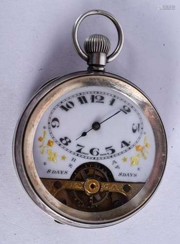 AN ANTIQUE FRENCH OPEN ESCAPEMENT DIAL POCKET WATCH. 5