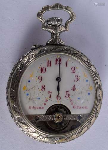 AN ANTIQUE FRENCH OPEN ESCAPEMENT DIAL POCKET WATCH. 5