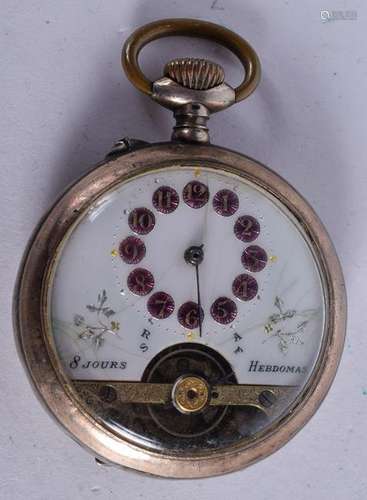 AN ANTIQUE FRENCH OPEN ESCAPEMENT DIAL POCKET WATCH. 5